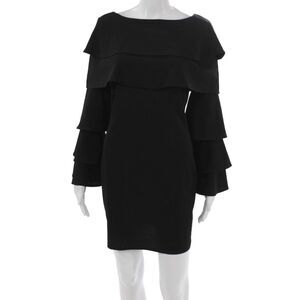 Tahari Levine Womens Black Off Shoulder Long Sleeve Sheath Dress Size XS